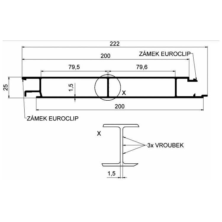 PROFIL EUROLOCK VMESNI 200 SUROV