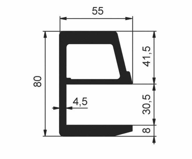 PROFIL STRANSKI ALU ZA ALU RAMPE 80X55mm