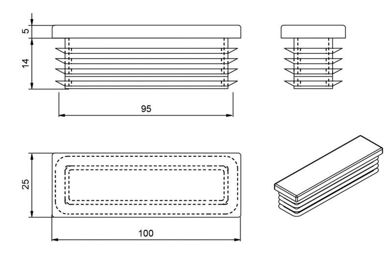 ČEP PVC ZA ALU LETEV/100x25/POLNI