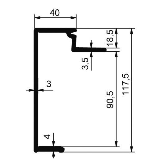 PROFIL OBROBNI 90mm ALU ELOXIRAN