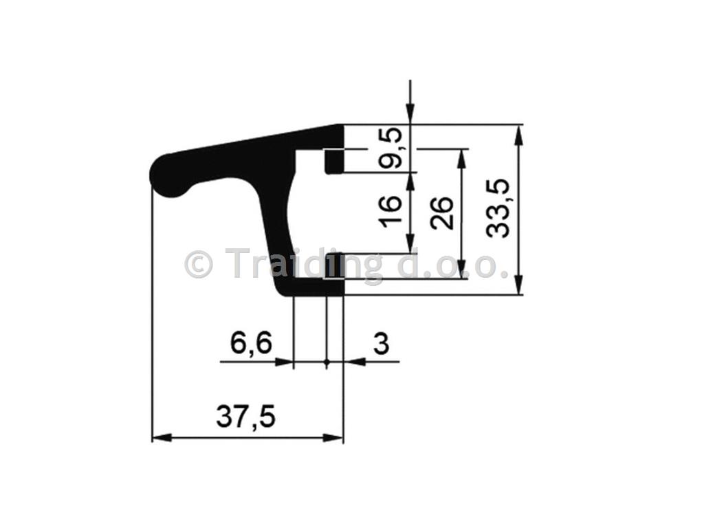 ODBOJNIK ALU PROFIL 33x37mm (max 6000mm)