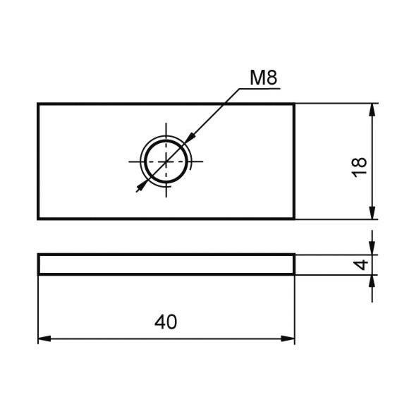 PLOŠČICA TEČAJA /PROFILA BOČNE 40X18mm