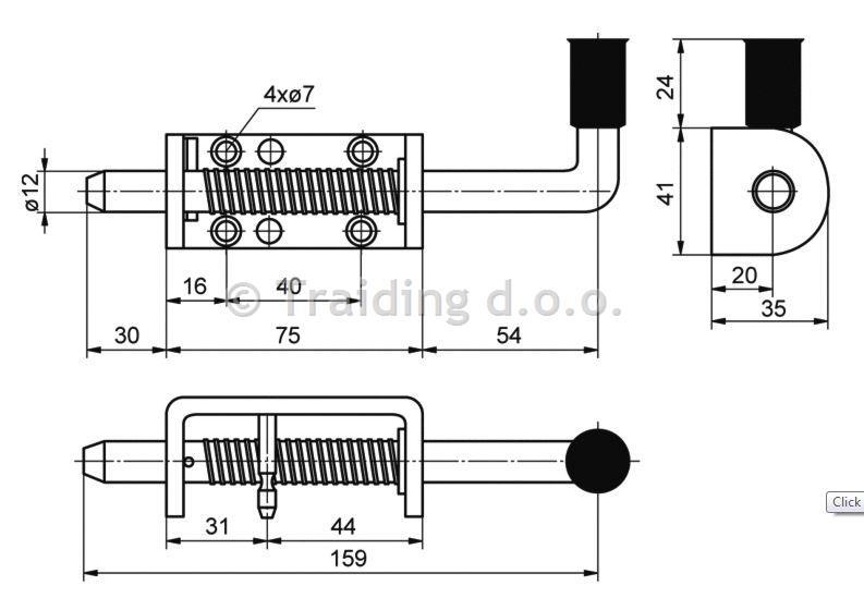 ZATIČ Z VZMETJO FI 12mm, 160 mm