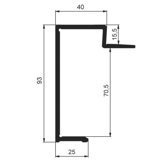 PROFIL OBROBNI 70mm ALU ELOXIRAN