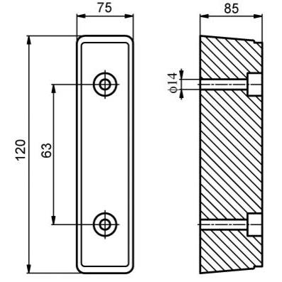 ODBOJNIK GUMI 2 LUKNJI 120X75X85