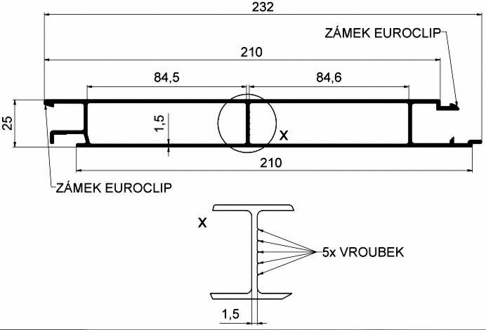 PROFIL EUROLOCK VMESNI 210 ELOX