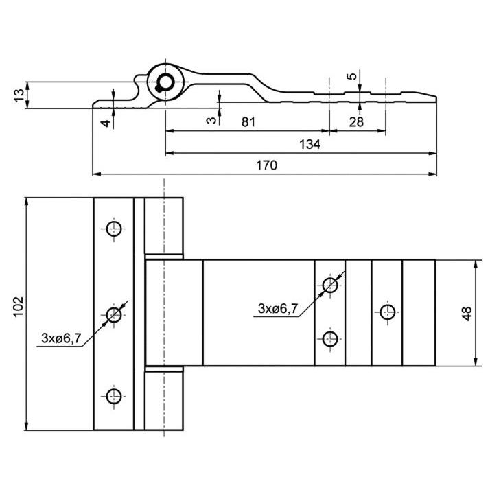 TEČAJ FURGONSKI ALU 170x48mm
