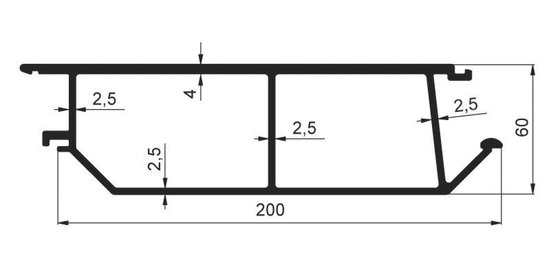 PROFIL KIPERSKI VMESNI 200mm/60mm SUROV