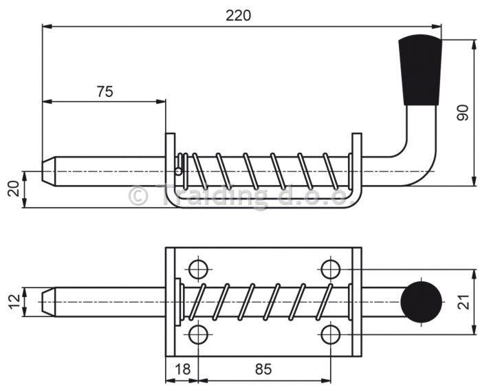 ZATIČ Z VZMETJO FI 12mm, 225mm
