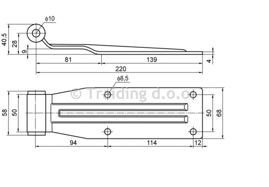 TEČAJ FURGONSKI INOX 220mm