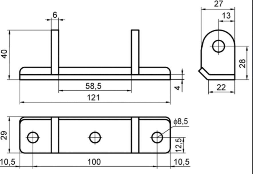 TEČAJ FURGONSKI ZA SORNIK INOX 100/58,5