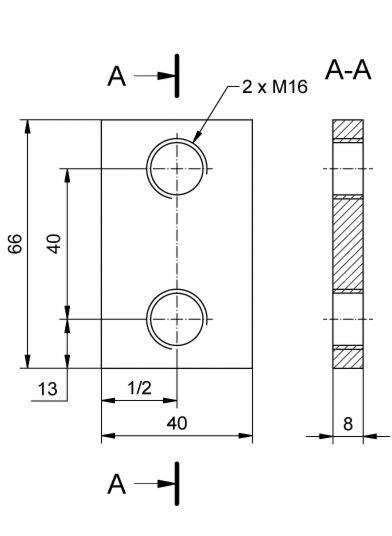 PLOŠČICA NAVOJNA 66x40-2xM16/40