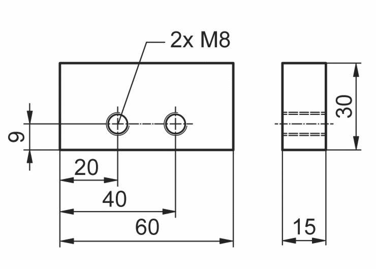 PLOŠČICA NAVOJNA M8 30x15x60/20 CS FIX
