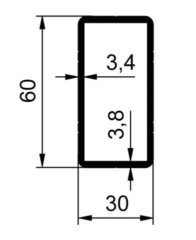 PROFIL CEV PRAVOKOTNA KIMAX 60x30x3,4mm