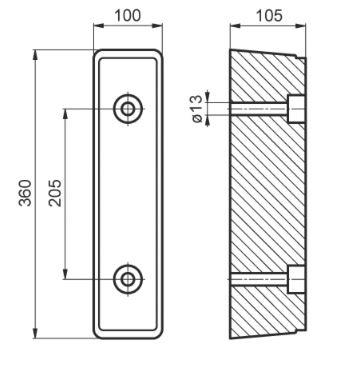ODBOJNIK GUMI 2 LUKNJI 360x100x105mm