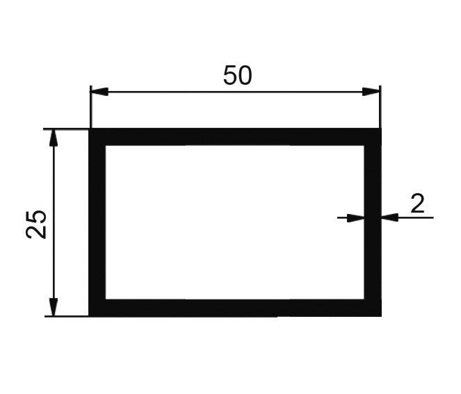 PROFIL ALU PRAVOKOTNIK 50x25x2mm