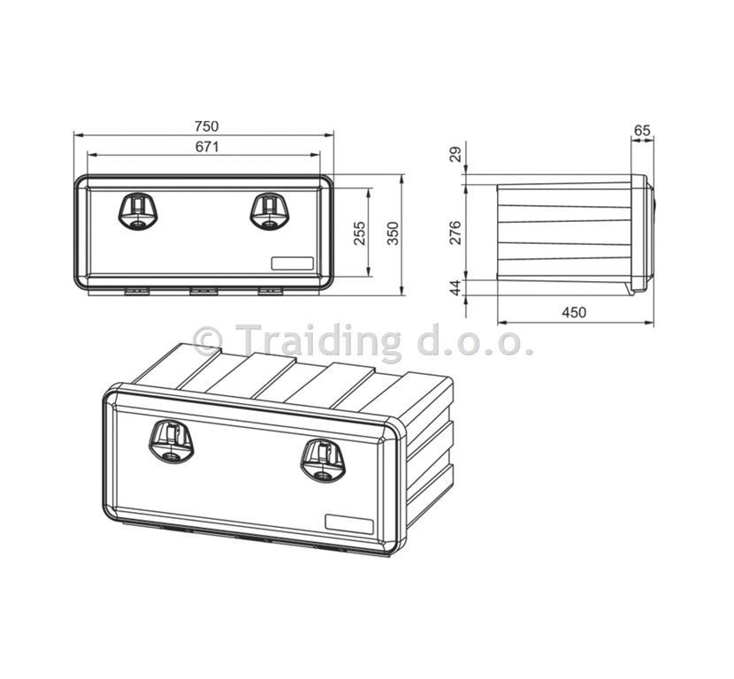 ZABOJ ZA ORODJE PVC 750x350x450mm