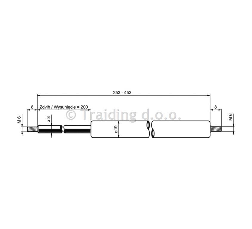 AMORTIZER PLINSKI 400N 200 - 253/453mm