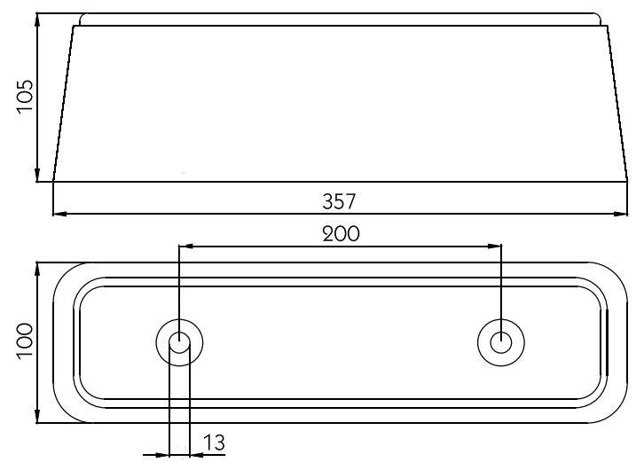 ODBOJNIK GUMI 2 LUKNJI 357X105X100