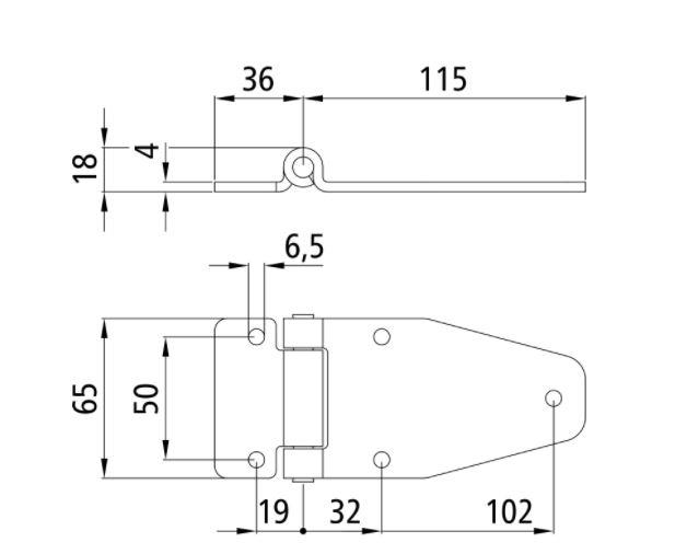 TEČAJ FURGONSKI INOX 151x65