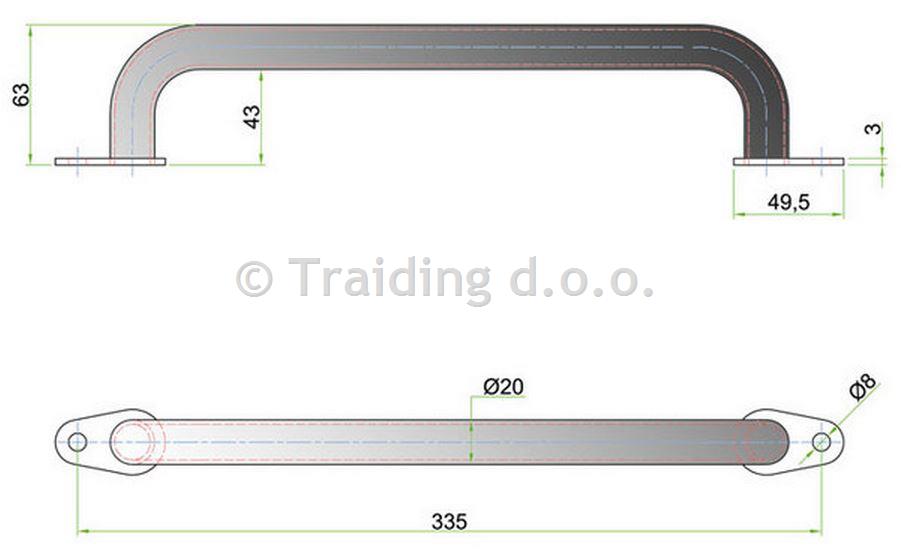 ROČAJ OPRIJEMALNI INOX L. 335mm