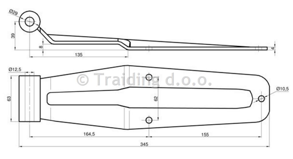 TEČAJ FURGONSKIH VRAT/ZN/345mm/