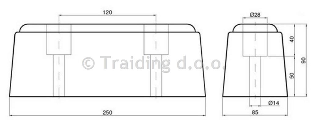 ODBOJNIK GUMI 250X85X90