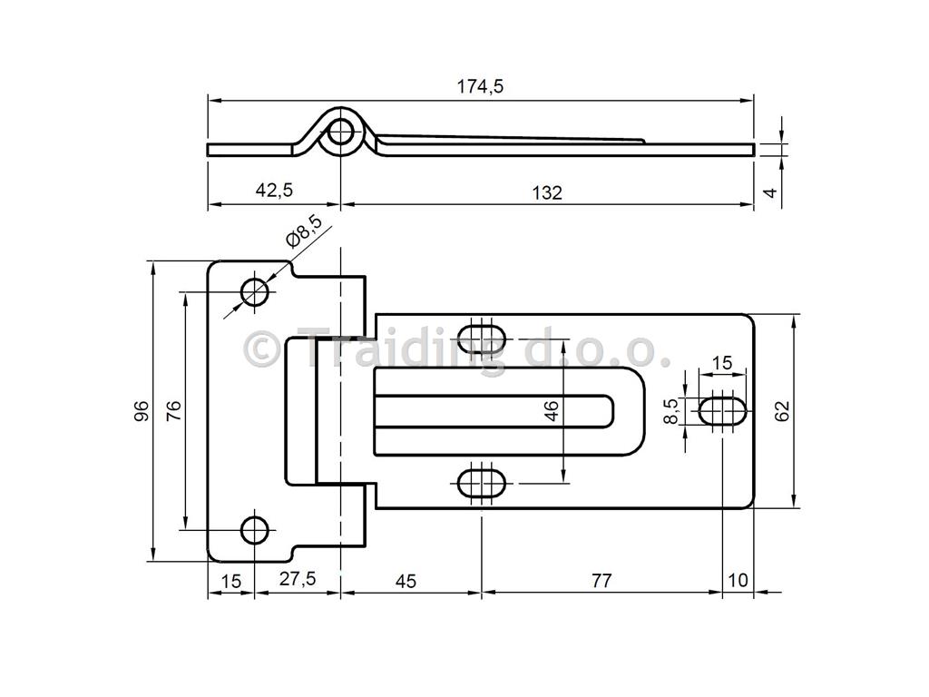 TEČAJ FURGONSKI 132mm - INOX