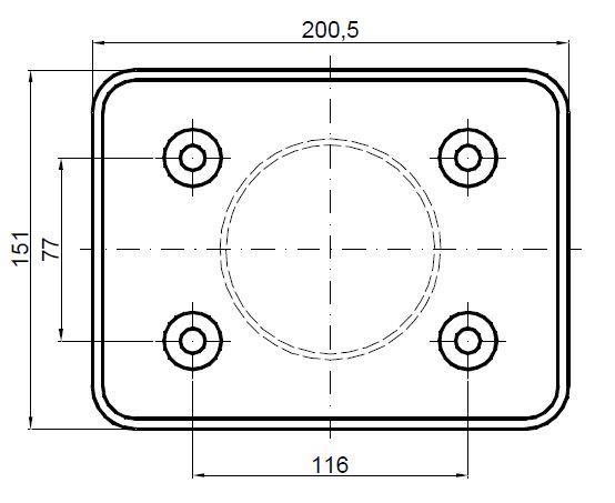 ODBOJNIK GUMI 200X151X82 ŠTIRI LUKNJE