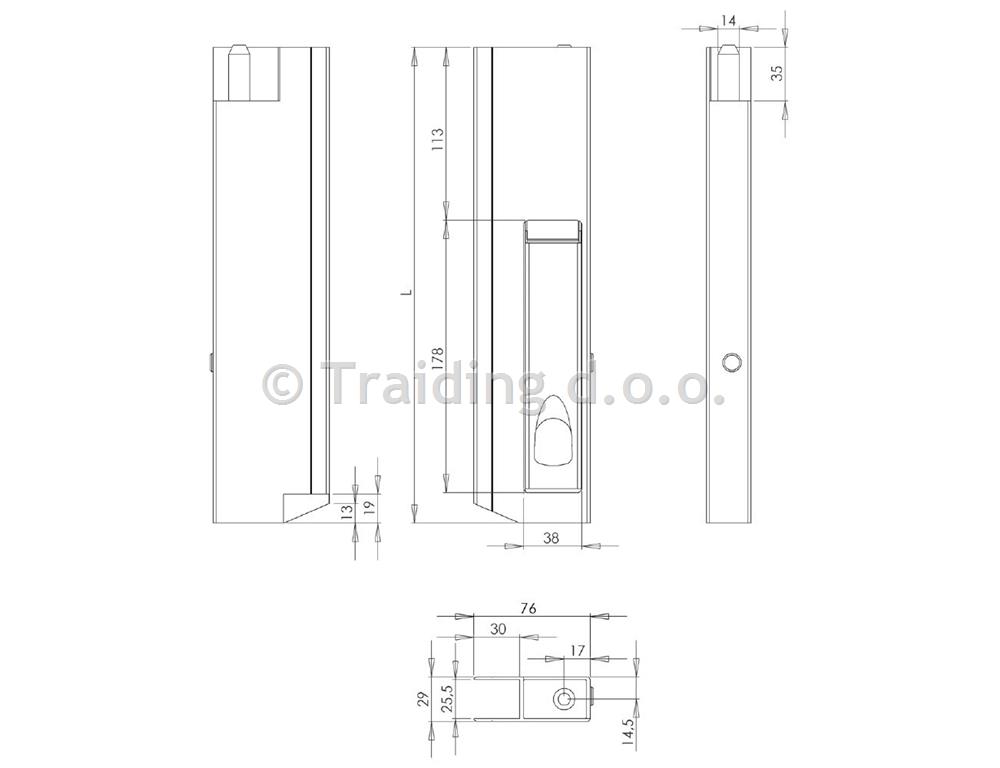 ZAPIRALO ALU 412-01 400 - LEVO INOX