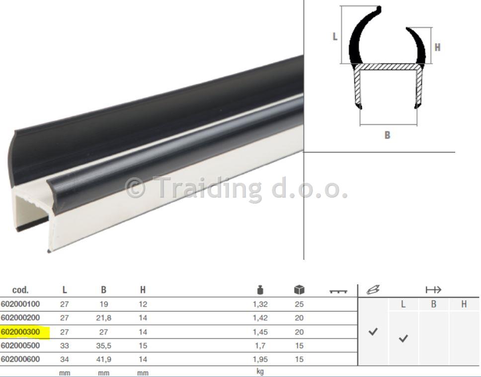 TESNILO PVC L:27 B:27,2 H:14 ČRN SIV