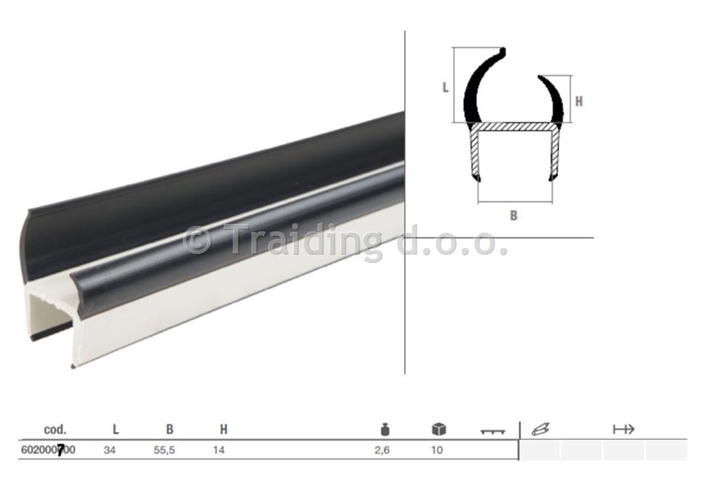 TESNILO PVC L:34 B:55,5 H:14 ČRN SIV