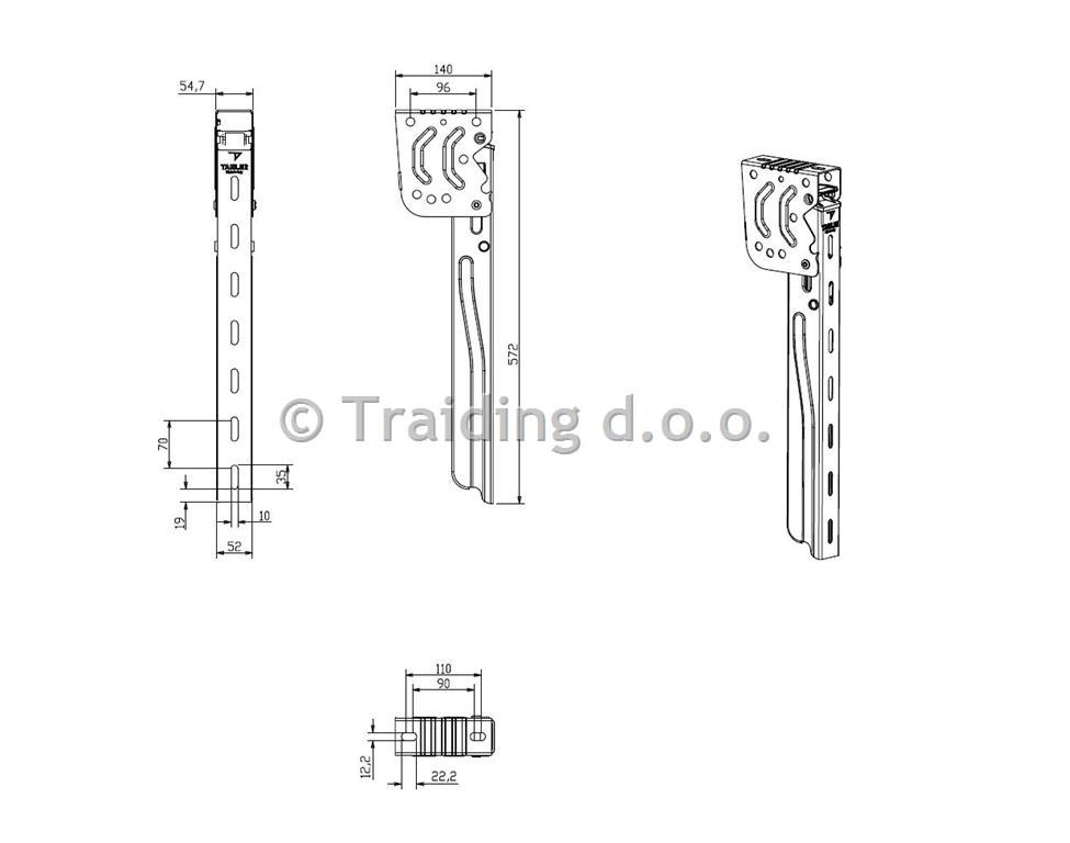 NOSILEC BOČNE ZAŠČITE INOX 572mm