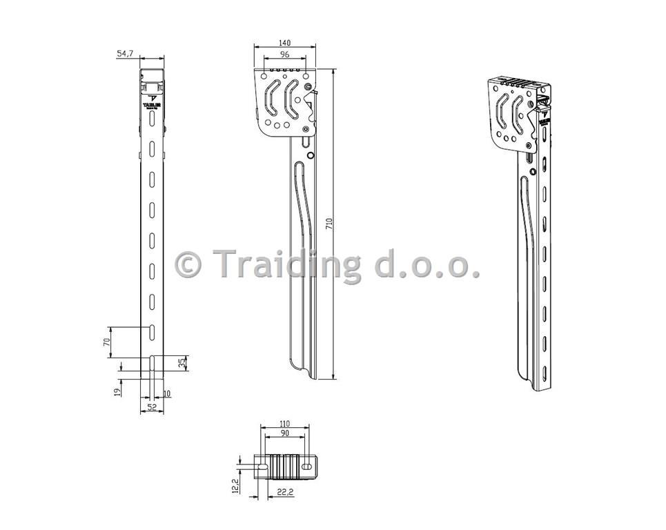 NOSILEC BOČNE ZAŠČITE INOX 710mm