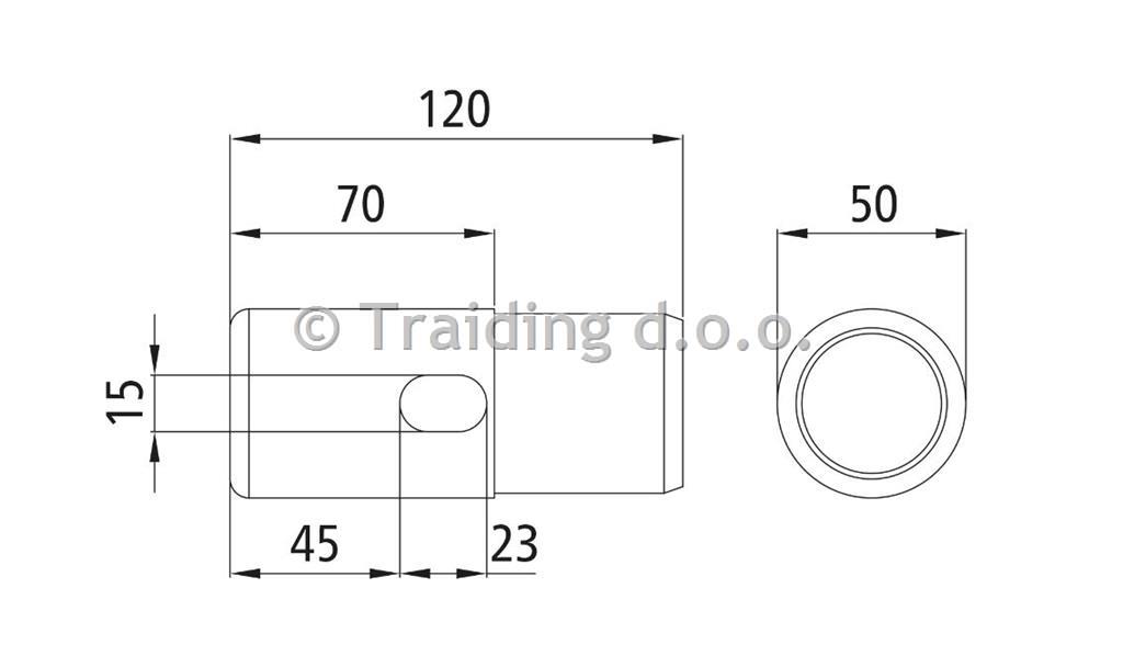 ČEP STREŠNI PVC 50X1,5 70mm 50mm DOLG